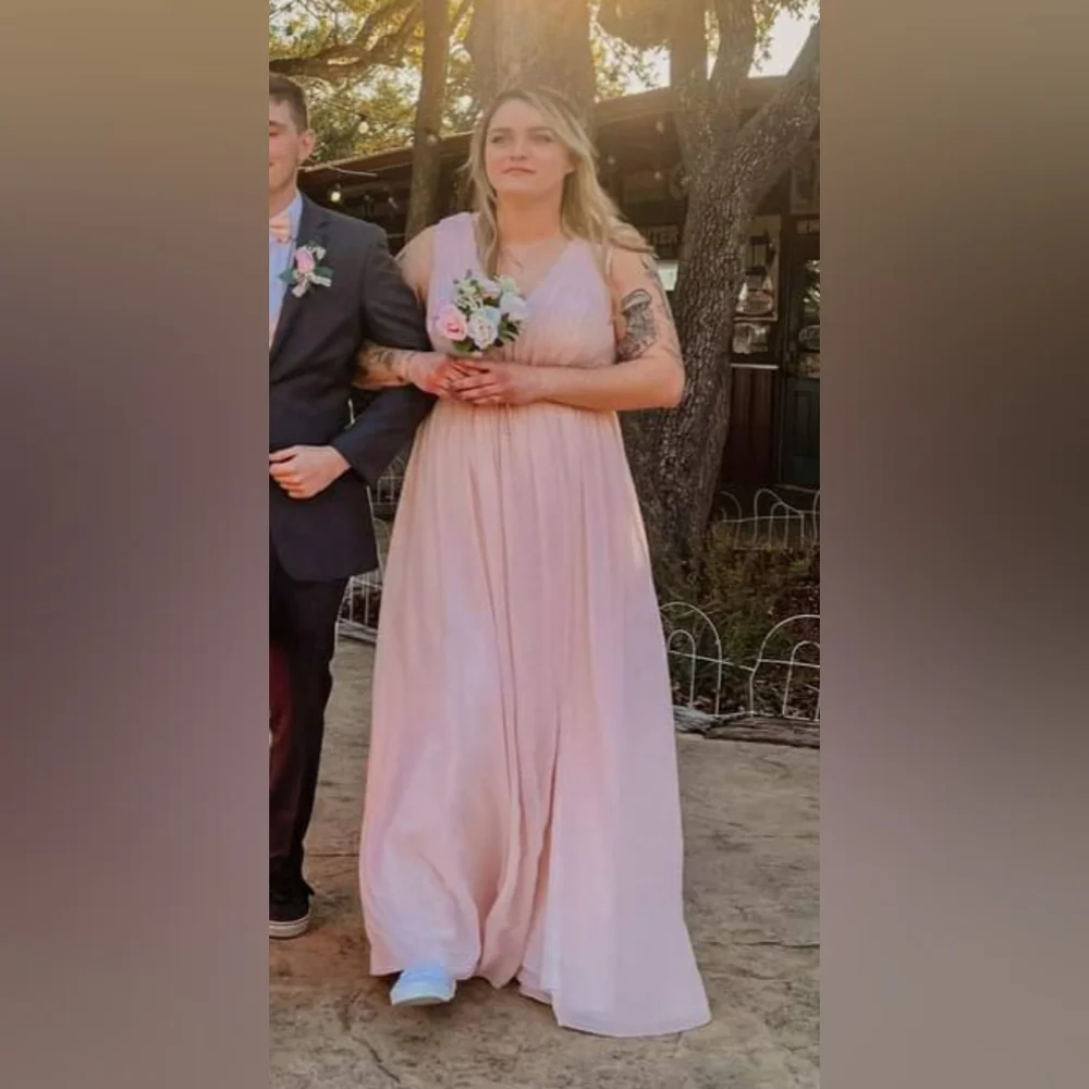 Azazie Kensington Bridesmaids Dress in Blushing Pink - Picture 1 of 14